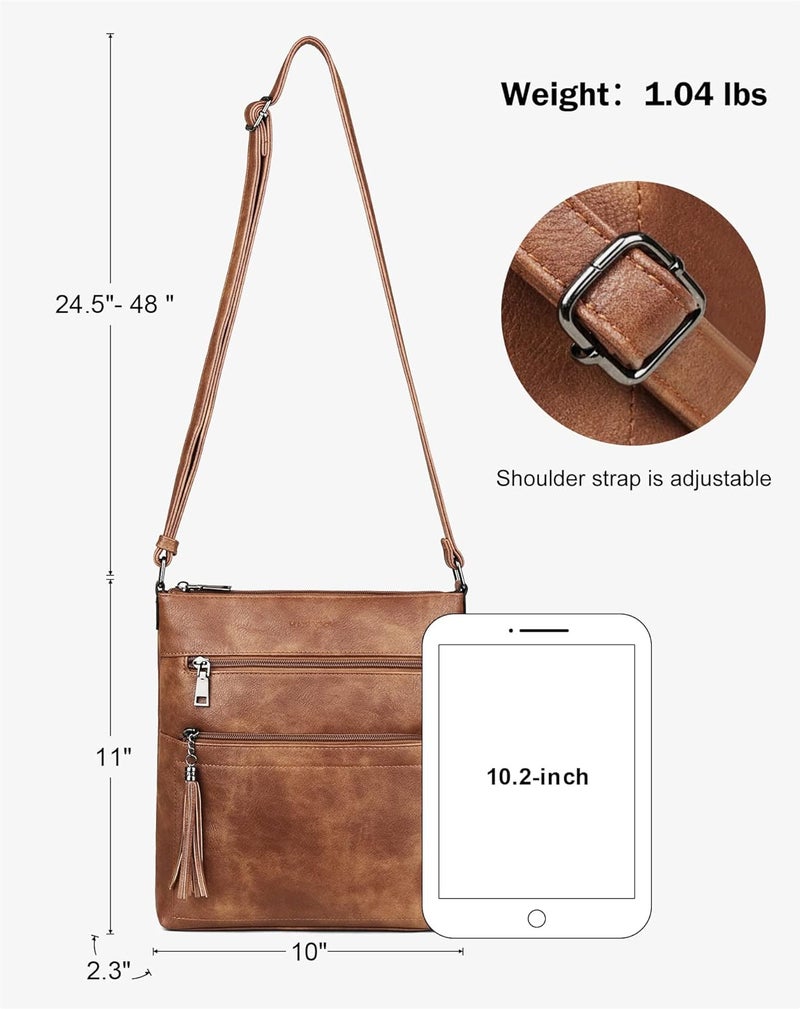 MASINTOR Crossbody Purses for Women, Multi Pocket Casual Crossbody Bag, Adjustable Strap Shoulder Bag with Tassel - Image 4